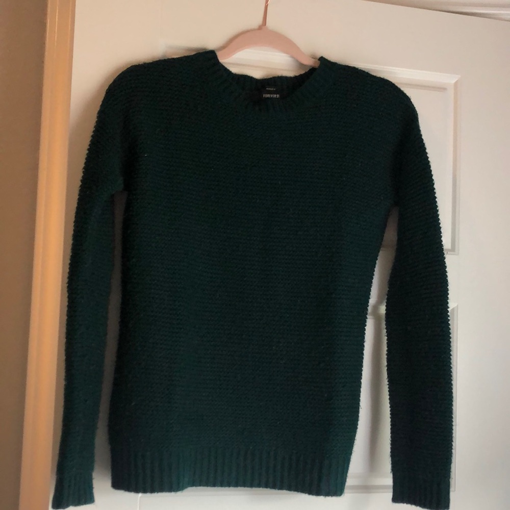 Green tight-woven sweater